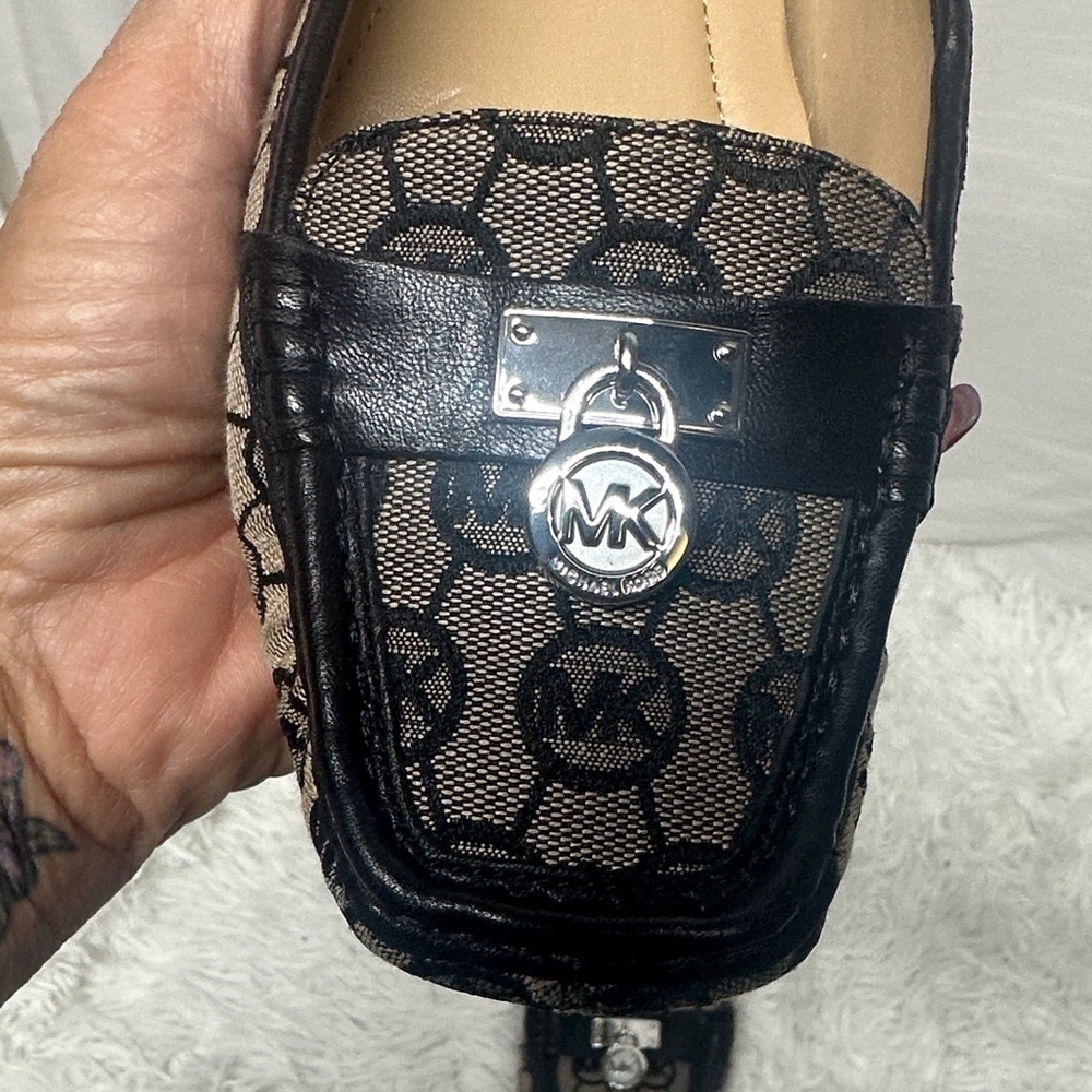 Michael Kors Black and Tan Patterned Loafers - Picture 2 of 12